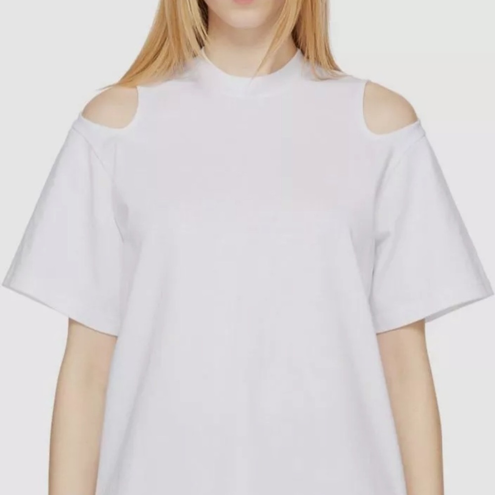 Victoria Beckham Women's White Cut-Out Shoulder Short Sleeve T-Shirt